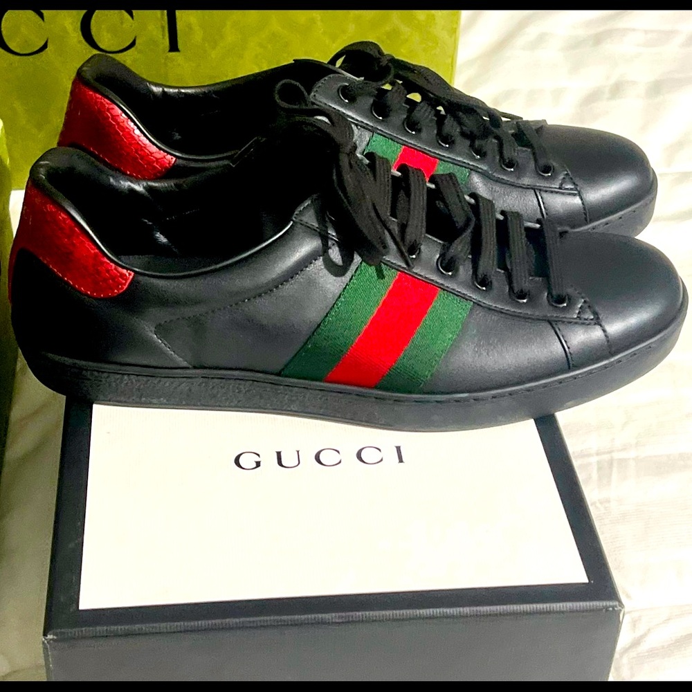 Gucci Ace Leather - Black, Green, Red sneakers